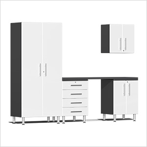 5-Piece Garage Cabinet Kit with Channeled Worktop in Starfire White Metallic