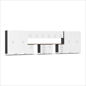 16-Piece Cabinet Kit with Bamboo Worktop in Starfire White Metallic