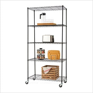 Black 5-Tier Wire Shelving Rack