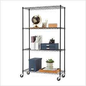 Black 4-Tier Wire Shelving Rack