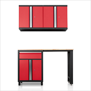 Pro Series III 4 Piece Red Garage Cabinet Set