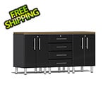 Ulti-MATE Garage Cabinets 4-Piece Workstation Kit with Bamboo Worktop in Midnight Black Metallic