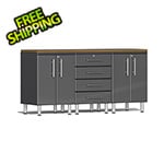 Ulti-MATE Garage Cabinets 4-Piece Workstation Kit with Bamboo Worktop in Graphite Grey Metallic