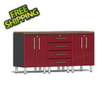 Ulti-MATE Garage Cabinets 4-Piece Workstation Kit with Bamboo Worktop in Ruby Red Metallic