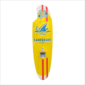 Landshark Bottle Opener Sign with Magnetic Cap Catcher