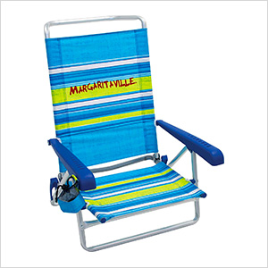 Blue/Green Stripe 5-Position Beach Chair