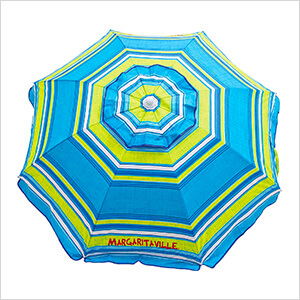 Blue/Green Stripe 6 ft. Beach Umbrella with Built-in Sand Anchor