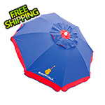 Margaritaville Blue/Red Border 6 ft. Beach Umbrella with Built-in Sand Anchor