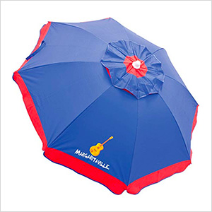 Blue/Red Border 6 ft. Beach Umbrella with Built-in Sand Anchor