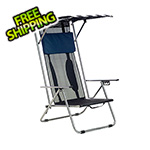 Quik Shade Navy/White Beach Recliner Shade Chair