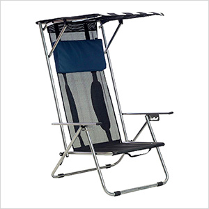 Navy/White Beach Recliner Shade Chair