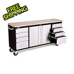 Trinity 72 in. Black Rolling Workbench with Stainless Steel Face