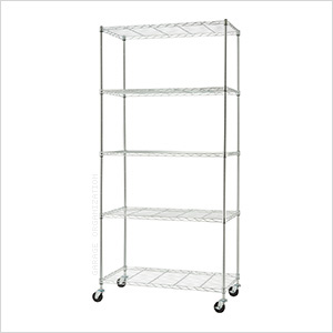 Chrome 5-Tier Wire Shelving Rack