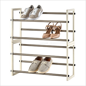 White 2-Tier Expandable Shoe Rack