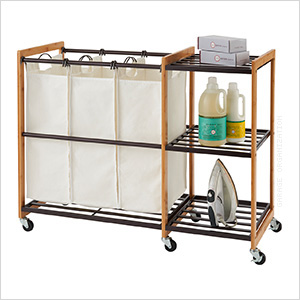 Bronze Bamboo Laundry Station with Wheels