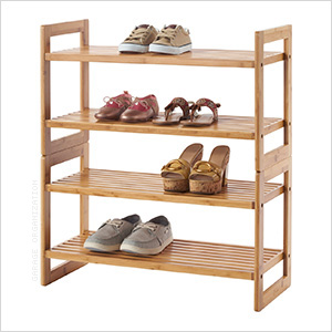 Bamboo 2-Tier Shoe Rack 2-Pack