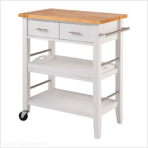 White Kitchen Cart With Drawers and Tray