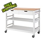 Trinity White Bamboo Kitchen Island With Drawers