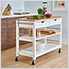 White Bamboo Kitchen Island With Drawers