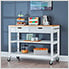 White Bamboo Kitchen Island With Drawers