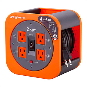 25 ft. Extension Cord Reel with 4 Grounded Outlets and Surge Protector