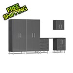 Ulti-MATE Garage Cabinets 6-Piece Cabinet Kit with Channeled Worktop in Graphite Grey Metallic
