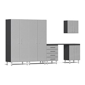 6-Piece Cabinet Kit with Channeled Worktop in Stardust Silver Metallic