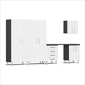 6-Piece Garage Cabinet Kit with Channeled Worktop in Starfire White Metallic