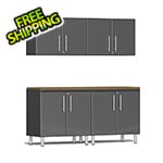 Ulti-MATE Garage Cabinets 5-Piece Garage Cabinet Kit with Bamboo Worktop in Graphite Grey Metallic