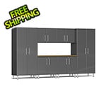 Ulti-MATE Garage Cabinets 7-Piece Garage Cabinet Kit with Bamboo Worktop in Graphite Grey Metallic