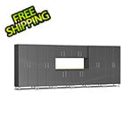 Ulti-MATE Garage Cabinets 9-Piece Cabinet Kit with Bamboo Worktop in Graphite Grey Metallic