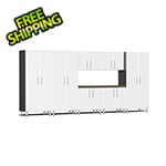 Ulti-MATE Garage Cabinets 8-Piece Garage Cabinet Kit with Bamboo Worktop in Starfire White Metallic