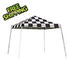 ShelterLogic 12x12 Slanted Pop-up Canopy with Black Roller Bag (Checkered Flag Cover)