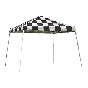 12x12 Slanted Pop-up Canopy with Black Roller Bag (Checkered Flag Cover)