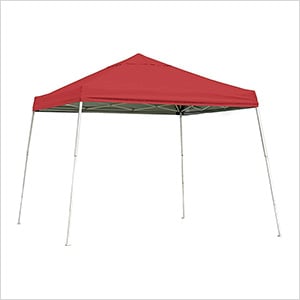 10x10 Slanted Pop-up Canopy with Black Roller Bag (Red Cover)