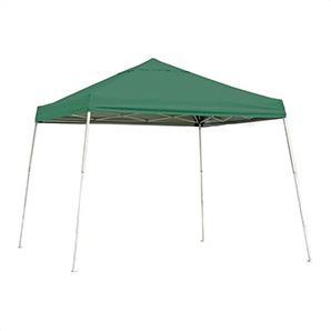 10x10 Slanted Pop-up Canopy with Black Roller Bag (Green Cover)