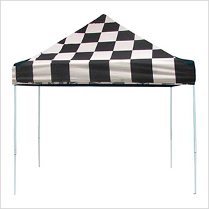 10x10 Straight Pop-up Canopy with Black Roller Bag (Checkered Flag Cover)