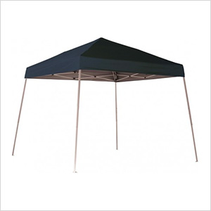 10x10 Slanted Pop-up Canopy with Black Roller Bag (Black Cover)