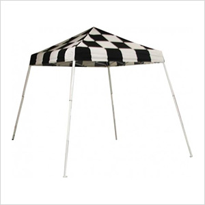 8x8 Slanted Pop-up Canopy with Black Roller Bag (Checkered Flag Cover)