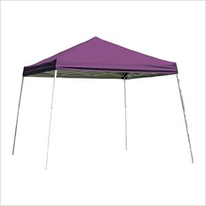 10x10 Slanted Pop-up Canopy with Black Roller Bag (Purple Cover)