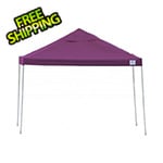 ShelterLogic 12x12 Straight Pop-up Canopy with Black Roller Bag (Purple Cover)