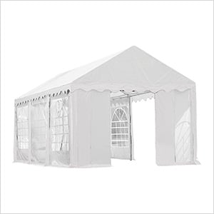10x20 Party Tent with 8 Leg Steel Frame with Windows (White Cover)