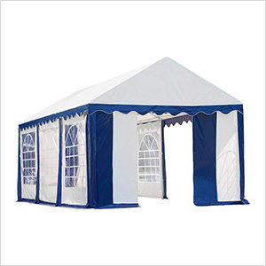 10x20 Party Tent with 8 Leg Steel Frame with Windows (Blue/White Cover)