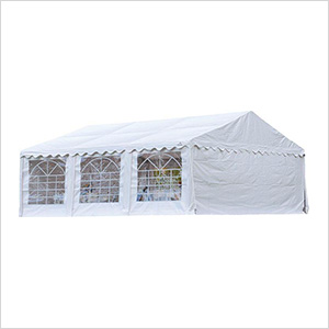 20x20 Party Tent with 8 Leg Steel Frame with Windows (White Cover)