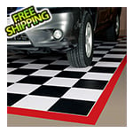 G-Floor 5' x 10' Imaged Parking Mat (Checkerboard with Red Border)