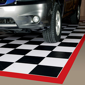 5' x 10' Imaged Parking Mat (Checkerboard with Red Border)