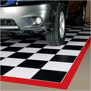 7.5' x 17' Imaged Parking Mat (Checkerboard with Red Border)