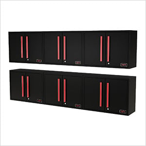 Black and Red Wall Mounted Garage Cabinet (6-Pack)