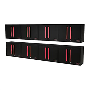 Black and Red Wall Mounted Garage Cabinet (8-Pack)