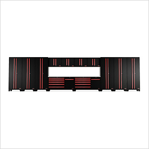 14-Piece Black and Red Garage Cabinet System